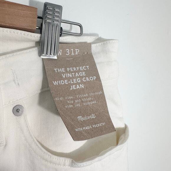 NWT Madewell The Petite Perfect Vintage Wide-Leg Crop Jean | Tile White | SZ 31P - Picture 11 of 12